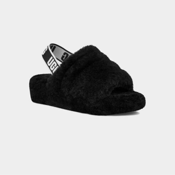 New In Box Women’s UGG “Fluff Yeah Slide” Black - Picture 2 of 6